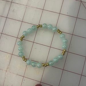 blue pearl and gold bracelet